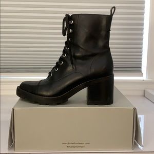 Black, leather, "Wanya" lace up boot